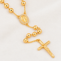 Clara Bold Gold-Plated Rosary — close-up of beads, Virgin Mary medal and crucifix
