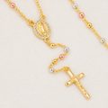 Faith Petite Tri-Tone Rosary — close-up of beads, Virgin Mary medal and crucifix