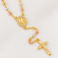 Trinity Petite Tri-Tone Rosary — close-up of beads, Virgin Mary medal and crucifix
