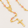 Trinity Classic Tri-Tone Rosary — close-up of beads, Virgin Mary medal and crucifix