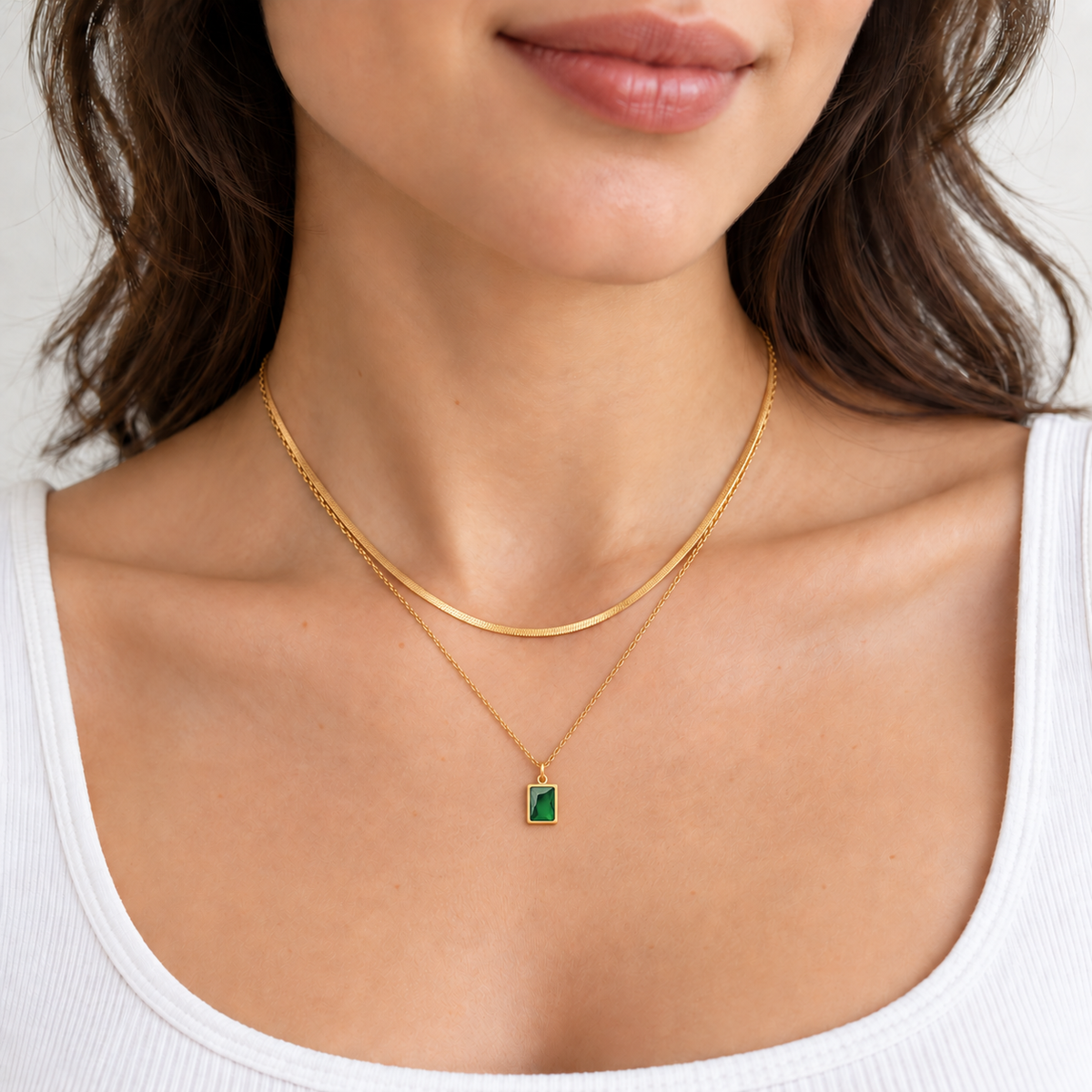 Iris Crystal Necklace — try-on with refined proportions