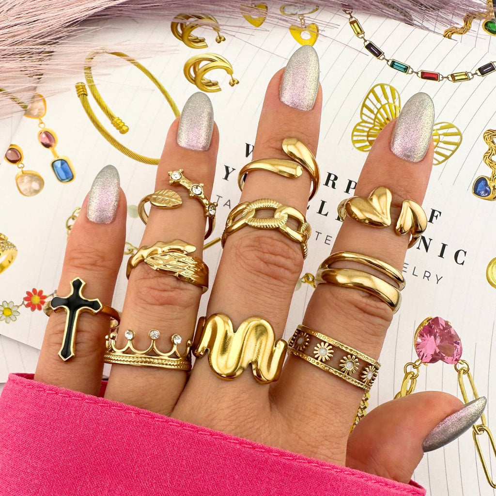 Iris Ring worn on hand, supplier styling photo