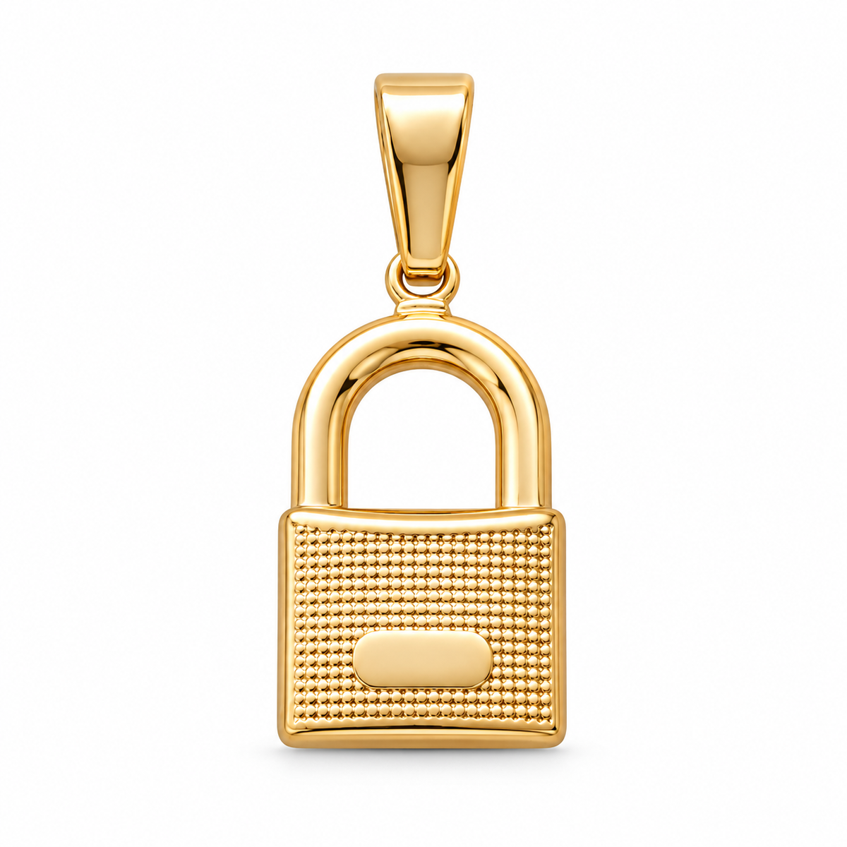 Lock Charm - 18K Gold Filled, high-definition close-up on white
