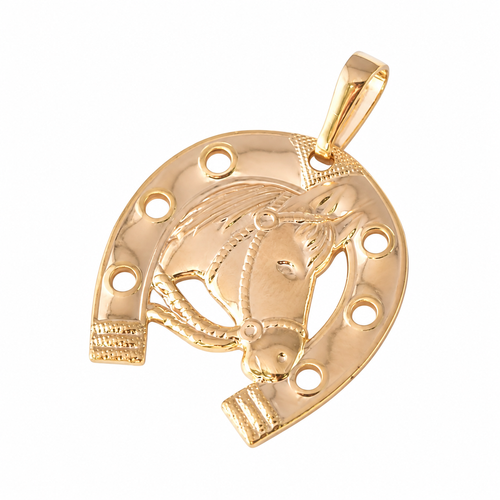 Lucky Horseshoe Pendant 18K Gold Filled on a uniform white background