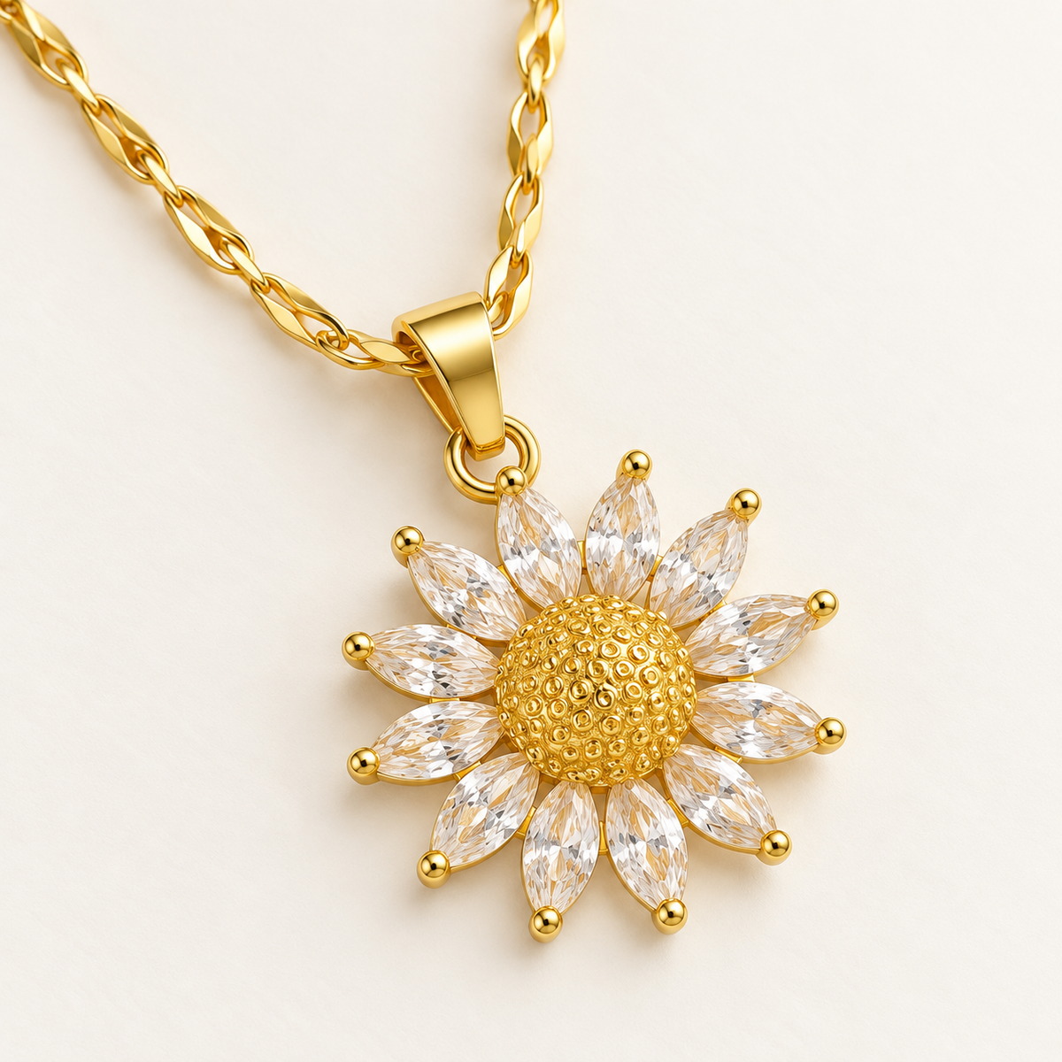 Luna Floral Necklace — close-up detail