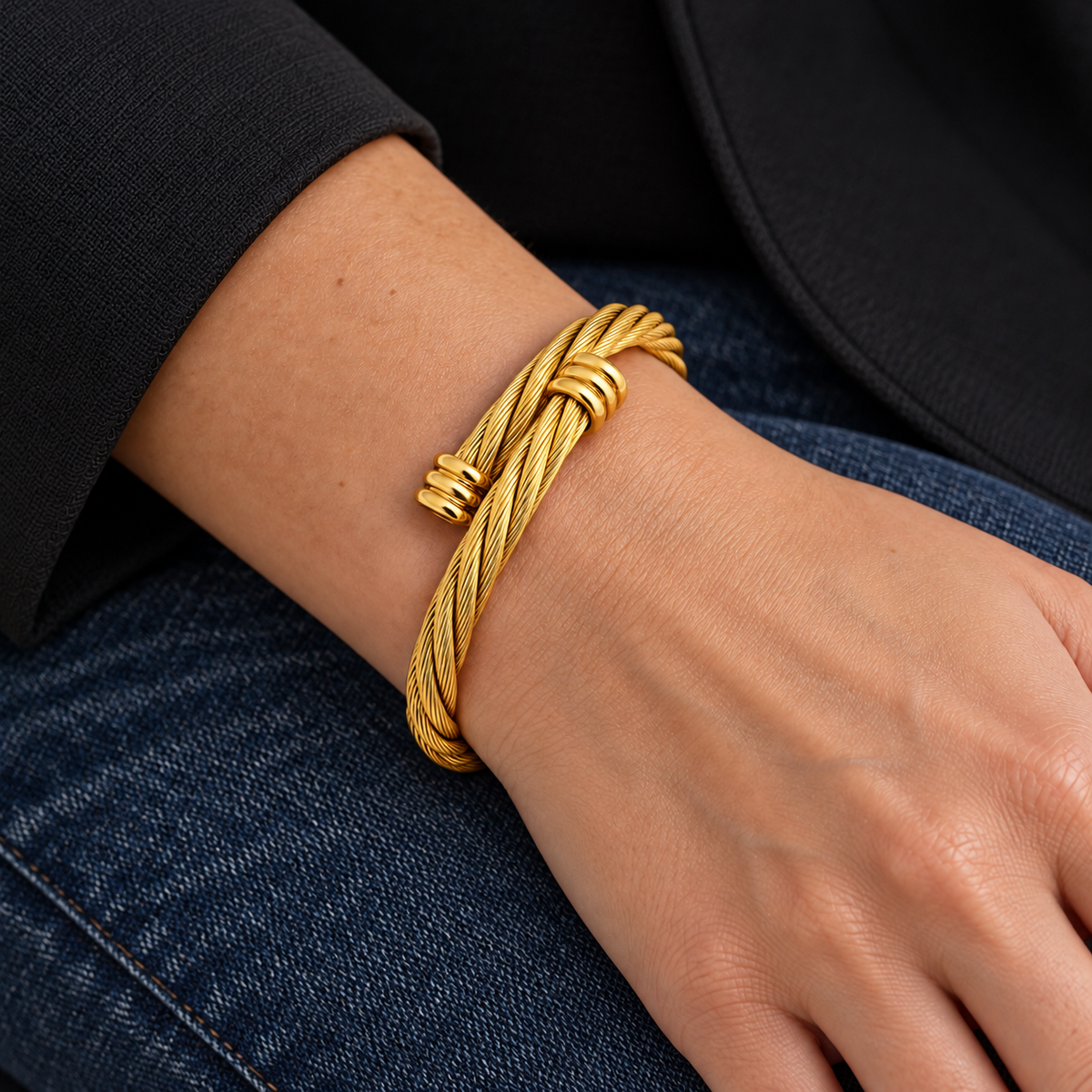 Mara Bracelet worn on wrist with modern everyday clothing