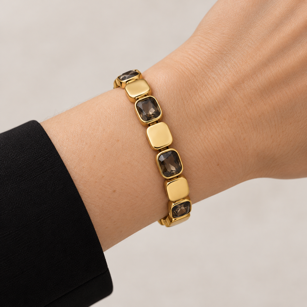 Midnight Luxe Stretch Bracelet — bracelet worn on wrist