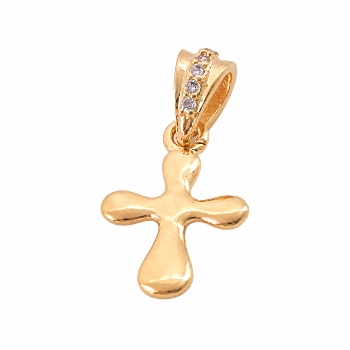 Mini Cross Pendant - 18K  Gold Filled on a uniform white background