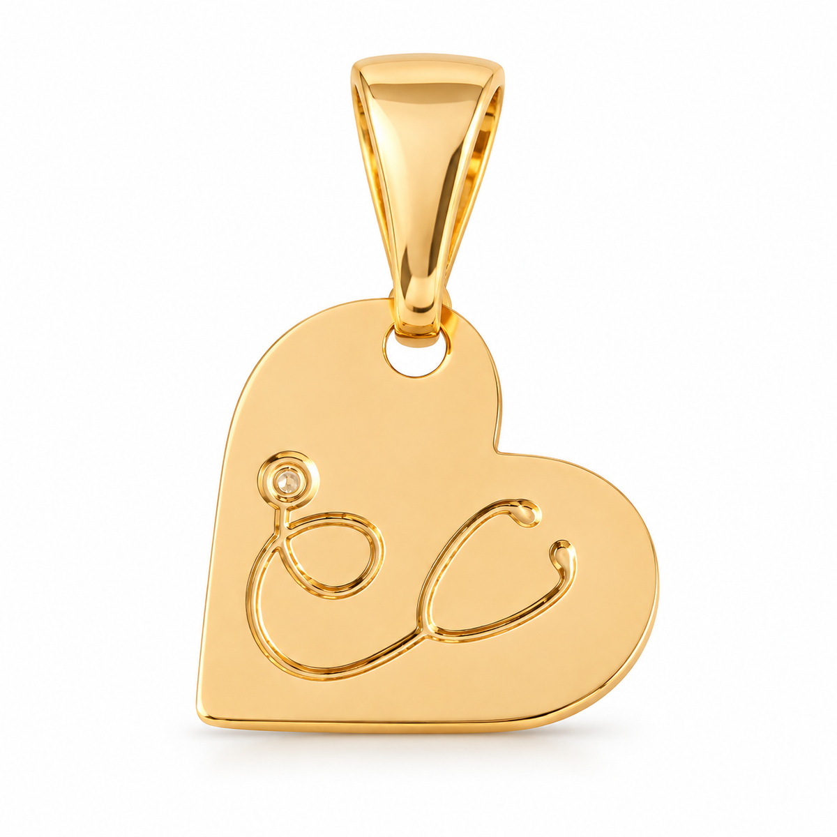 Mini Flat Heart Pendant - 18K Gold Filled, high-definition close-up on white