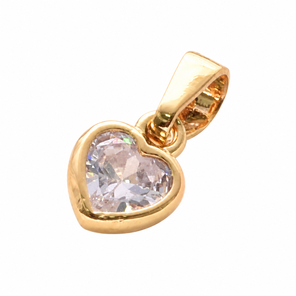 Mini Heart Crystal Pendant - 18K Gold Filled on a uniform white background