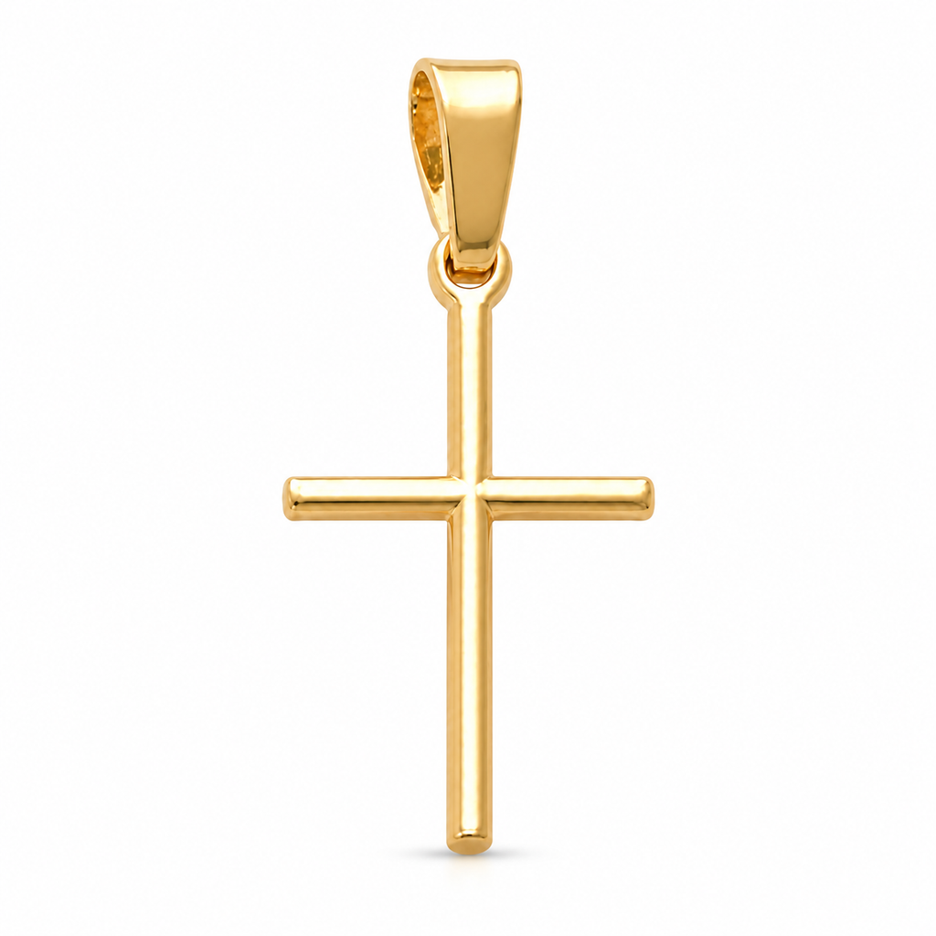 Minimal Cross Pendant - 18K Gold Filled, high-definition close-up on white