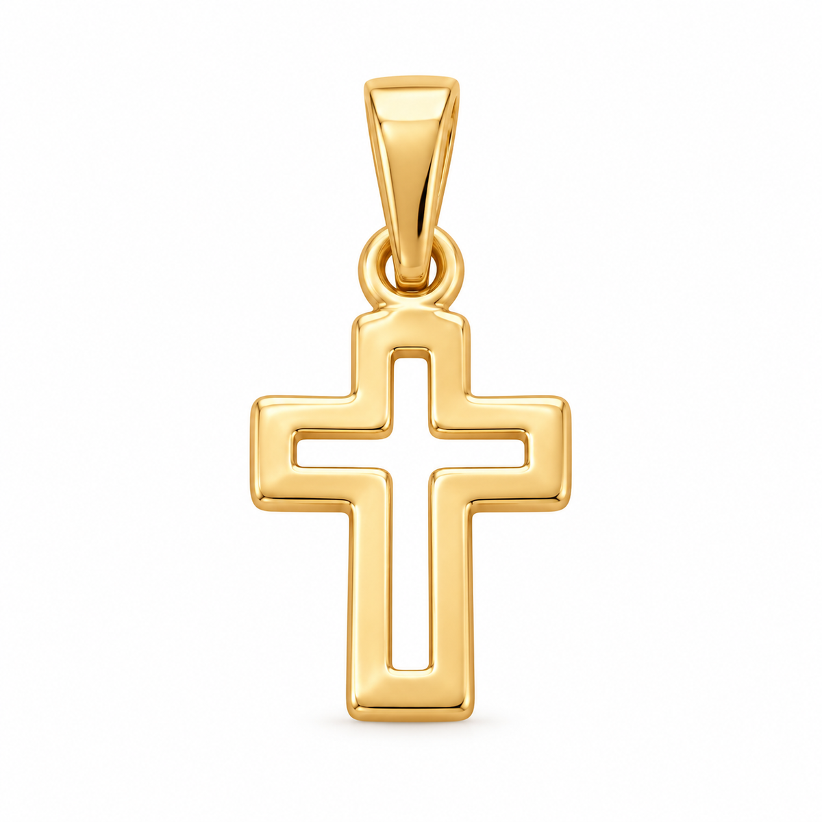 Minimal Cross Pendant - 18K Gold Filled, high-definition close-up on white