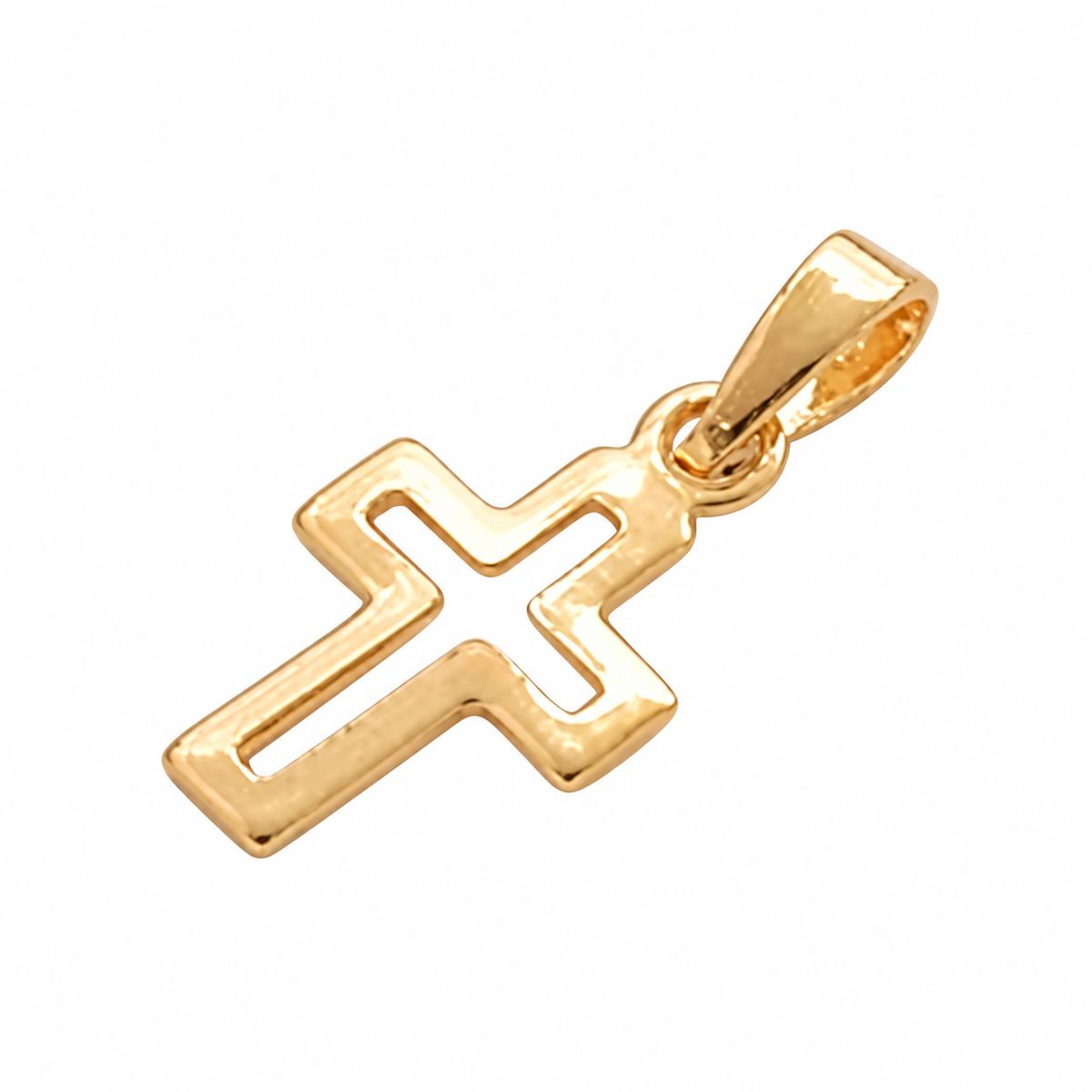 Minimal Cross Pendant - 18K Gold Filled on a uniform white background