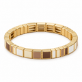 Mosaic Gold Stretch Bracelet — full bracelet on white background