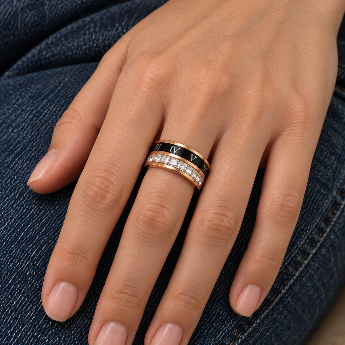 Nina Crystal Ring worn