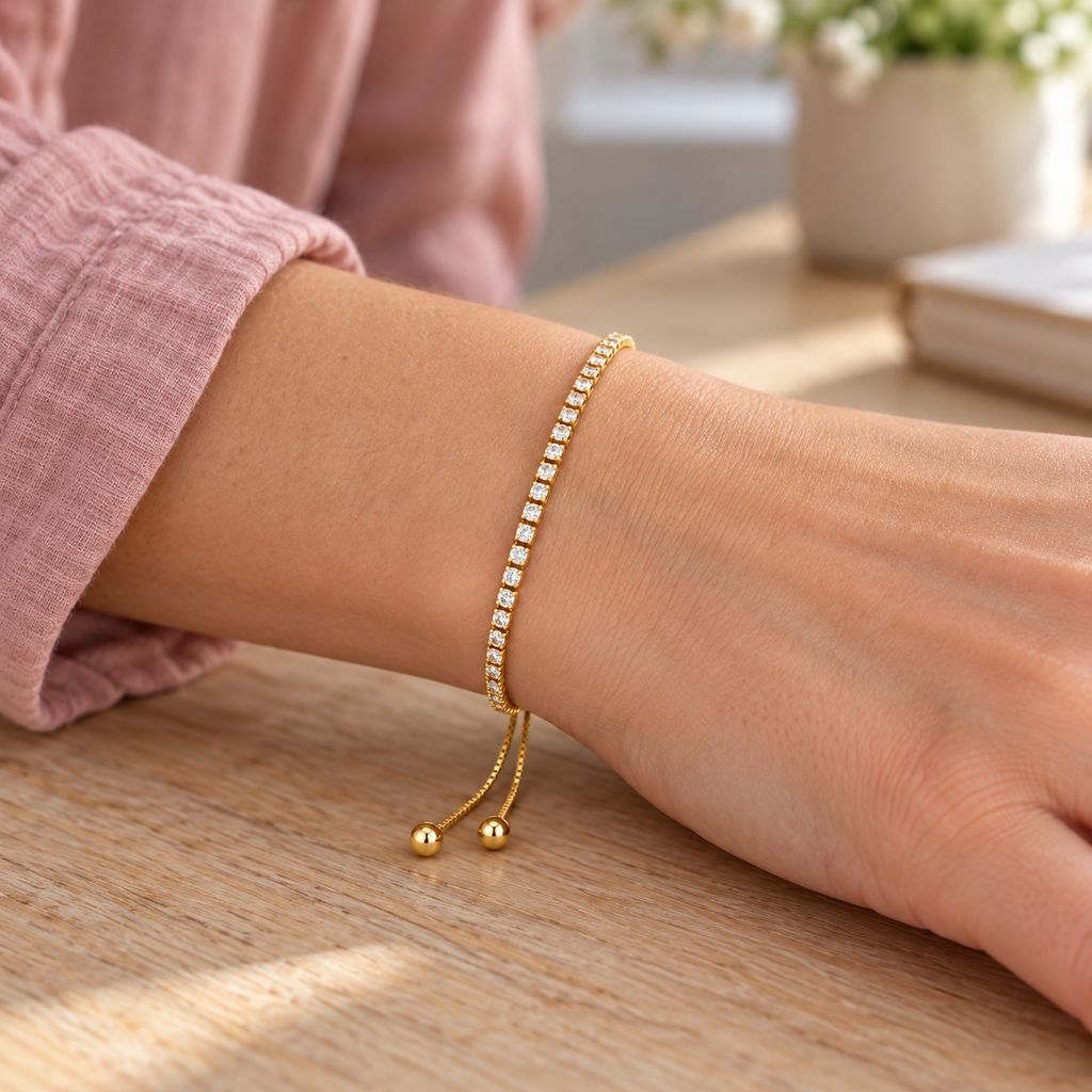 Noelle Tennis Bracelet worn