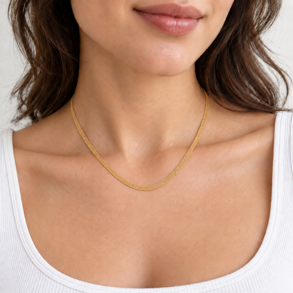 Noor Necklace — try-on with refined proportions