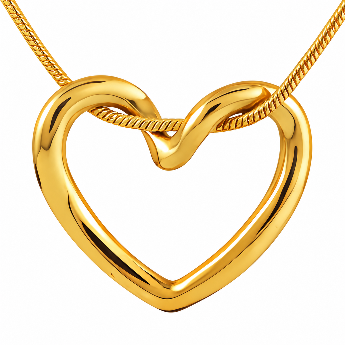 Nora Heart Necklace — open heart with chain threaded through upper interior