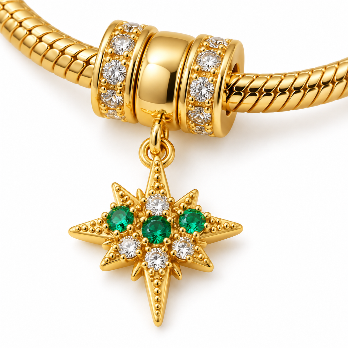 North Star Charm Bracelet — close-up of jewelry details