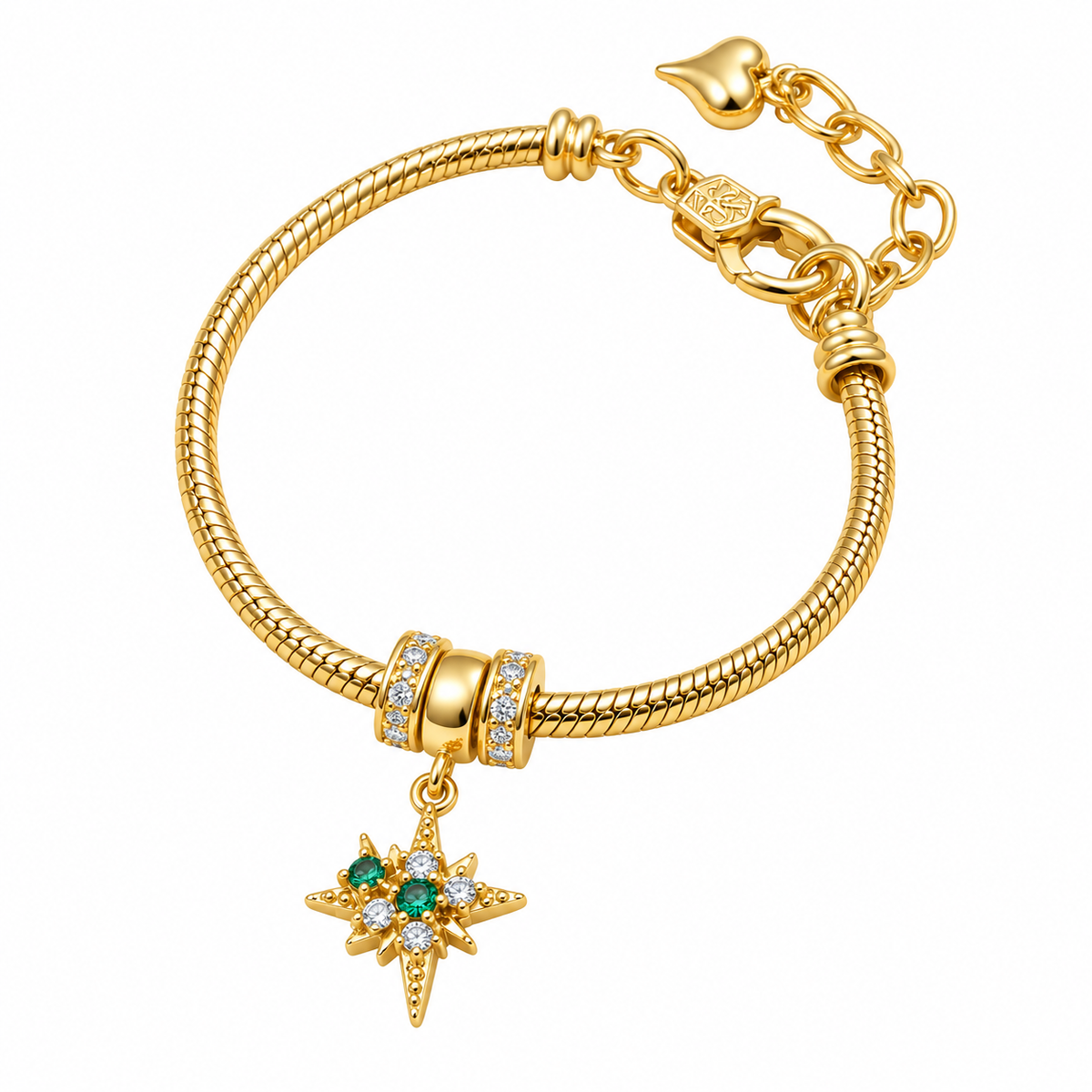 North Star Charm Bracelet — full bracelet on white background