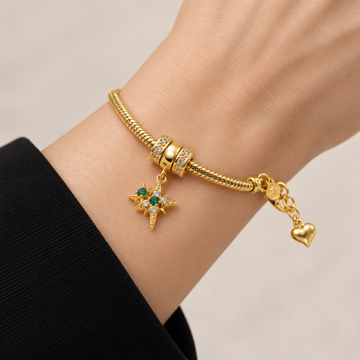 North Star Charm Bracelet — bracelet worn on wrist