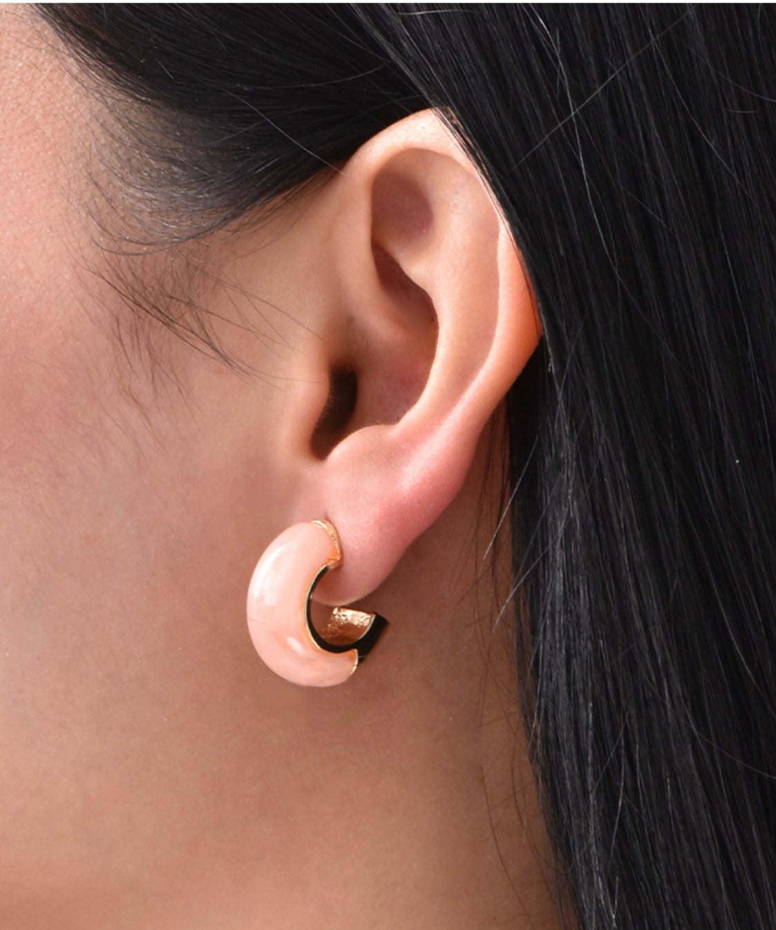 Nude Enamel Mini Hoops