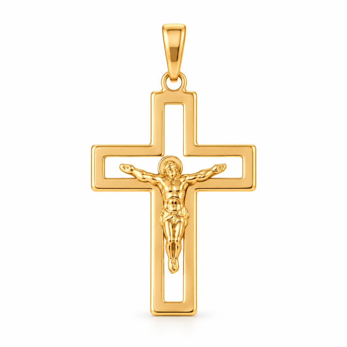 Open Cross Pendant - 18K Gold Filled, high-definition close-up on white