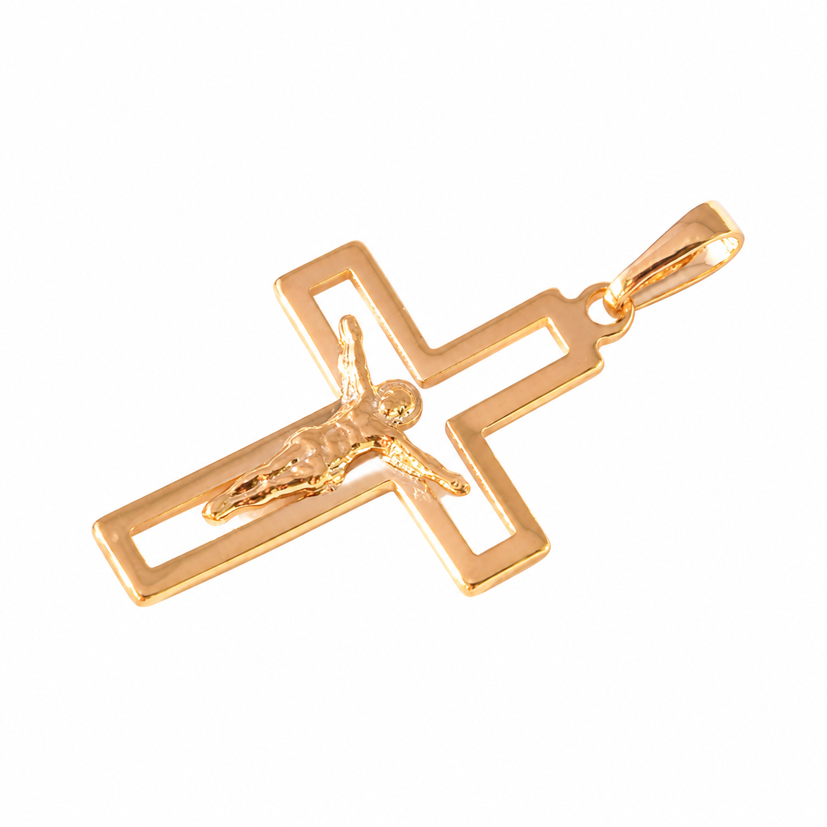 Open Cross Pendant - 18K Gold Filled on a uniform white background