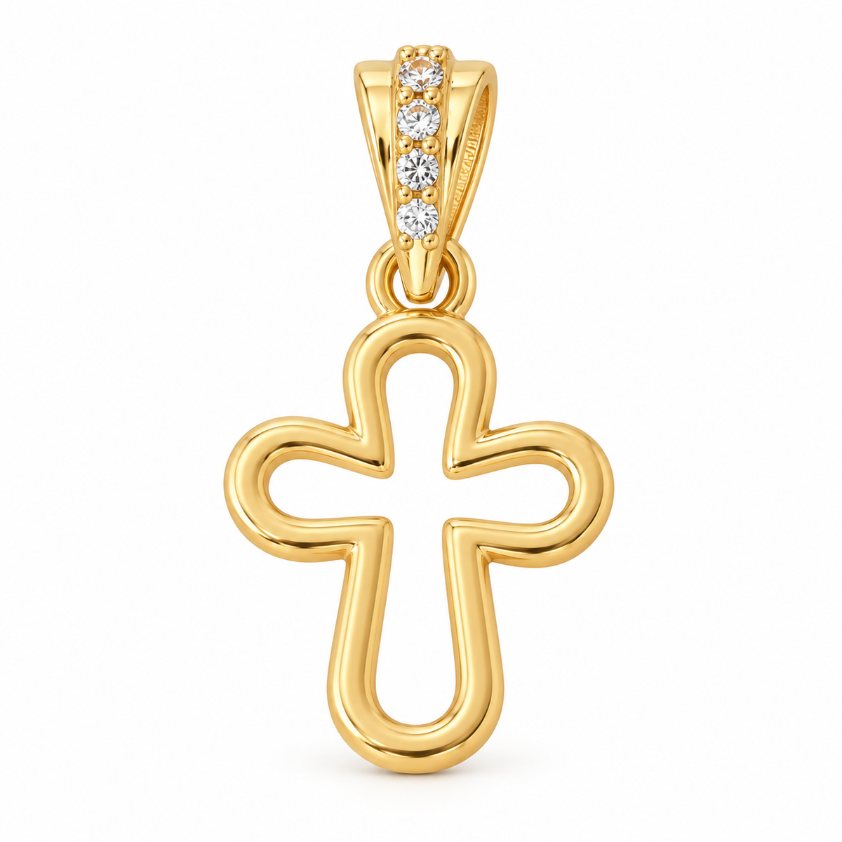 Open Cross Pendant - 18K Gold Filled, high-definition close-up on white