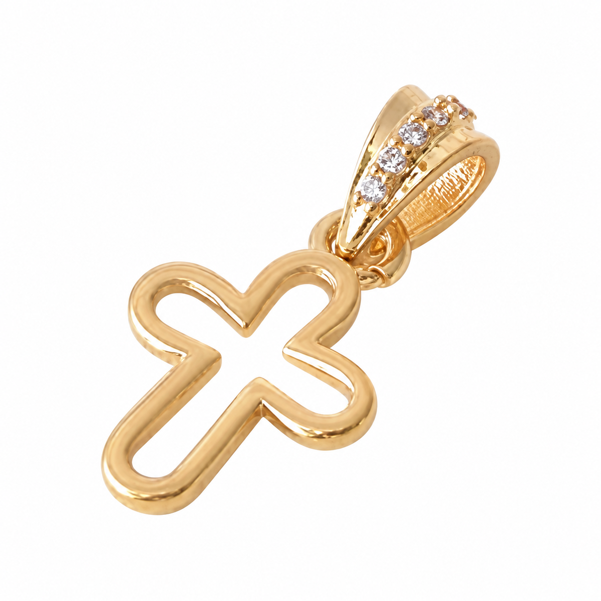 Open Cross Pendant - 18K Gold Filled on a uniform white background