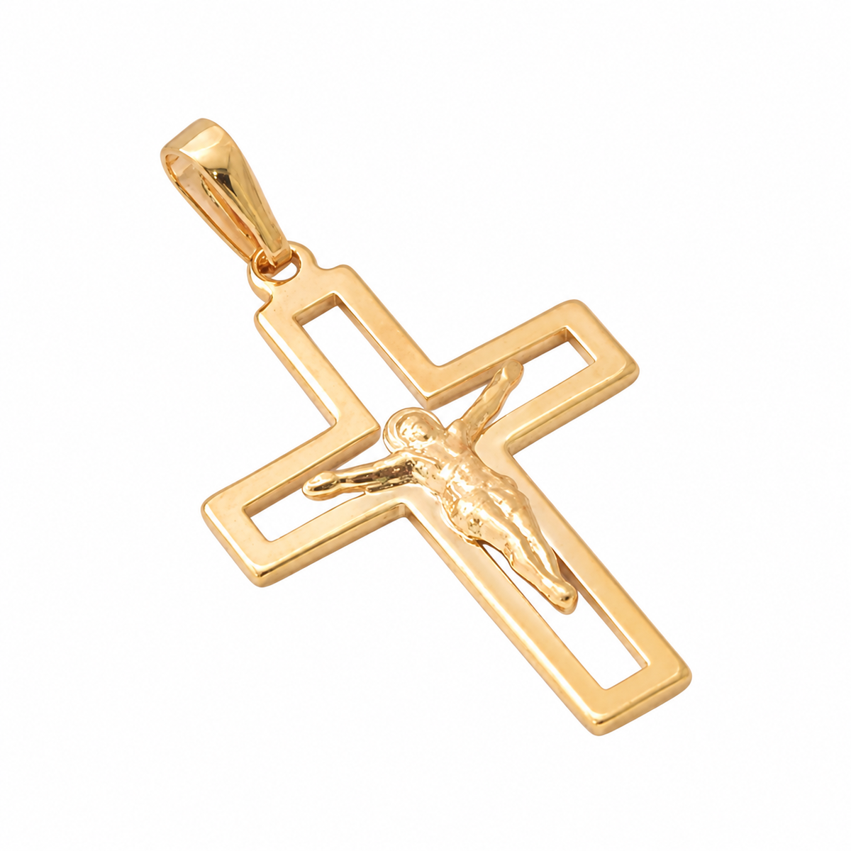 Open Crucifix Pendant - 18K Gold Filled on a uniform white background