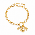 Paris Charm Paperclip Bracelet — full bracelet on white background