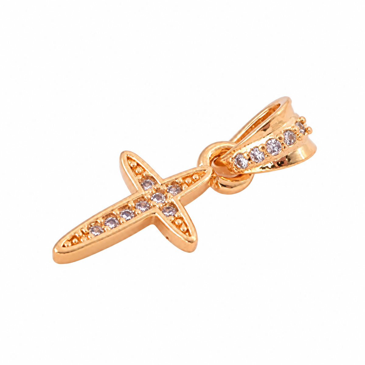 Pavé Cross Charm - 18K Gold Filled on a uniform white background