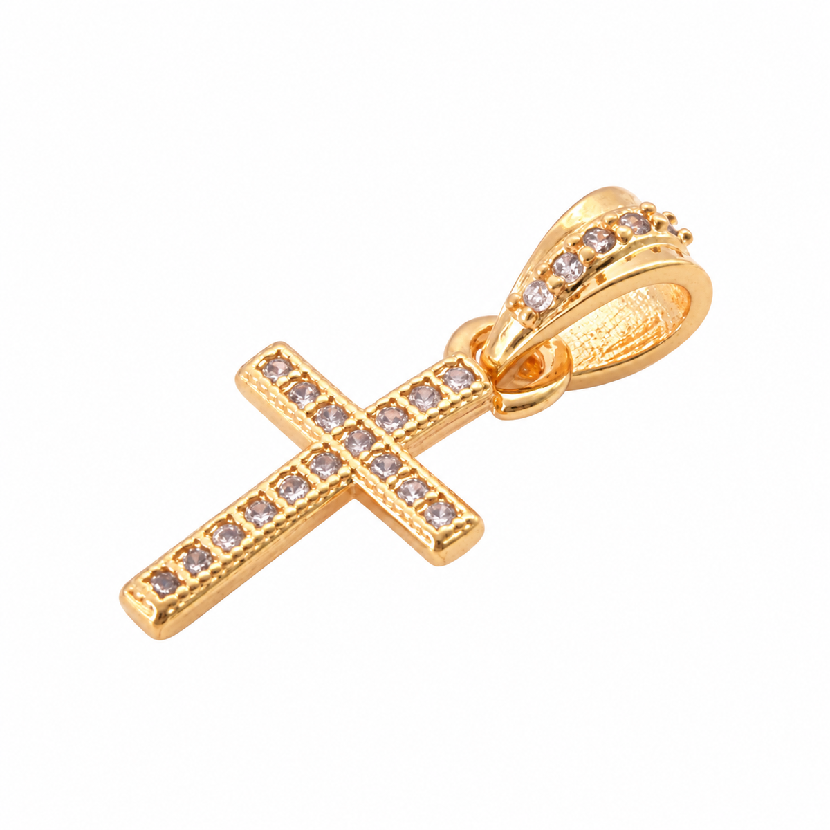 Pavé Cross Pendant - 18K Gold Filled on a uniform white background