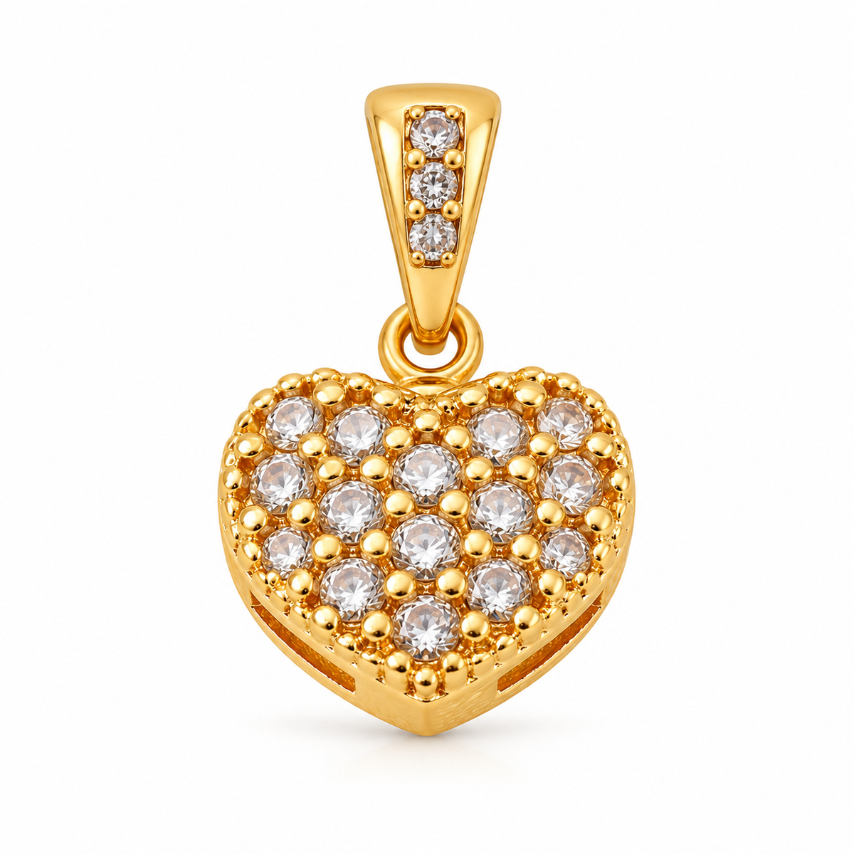 Pavé Heart Charm - 18K Gold Filled, high-definition close-up on white