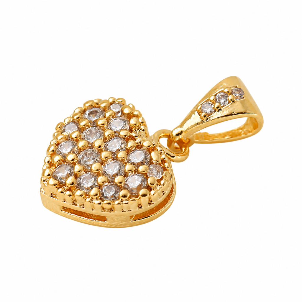 Pavé Heart Charm - 18K Gold Filled on a uniform white background