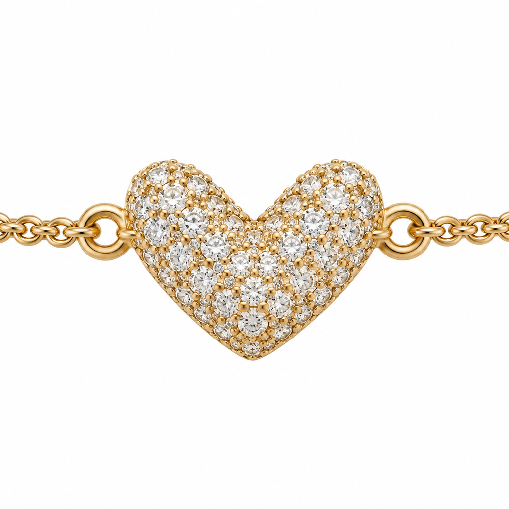 Pavé Infinity Heart Adjustable Bracelet — close-up of jewelry details