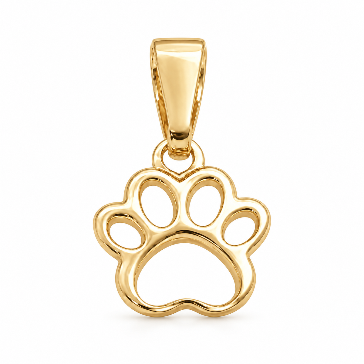 Paw Print Charm Pendant - 18K Gold Filled, high-definition close-up on white