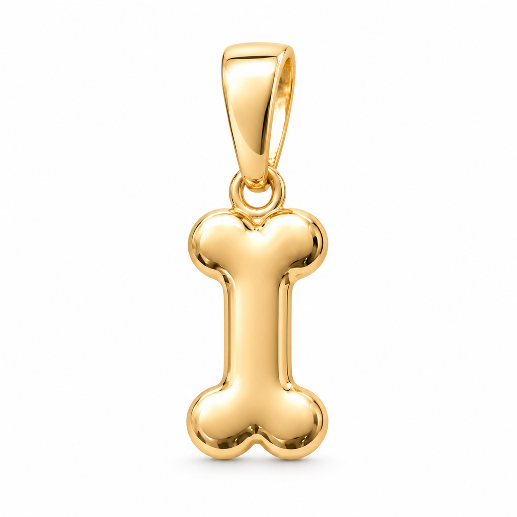 Pet Bone Charm - 18K Gold Filled, high-definition close-up on white