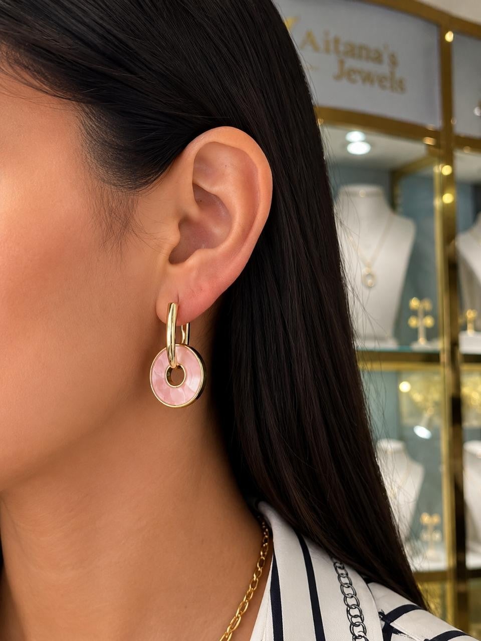 Pink Open-Circle Earrings