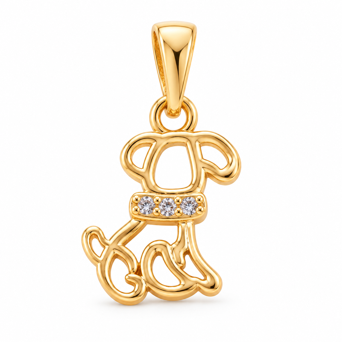 Puppy Charm - 18K Gold Filled, high-definition close-up on white