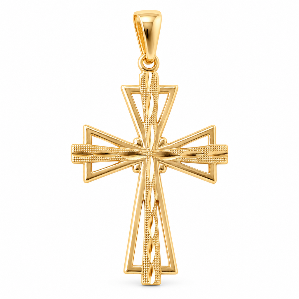 Radiant Cross Pendant - 18K Gold Filled, high-definition close-up on white
