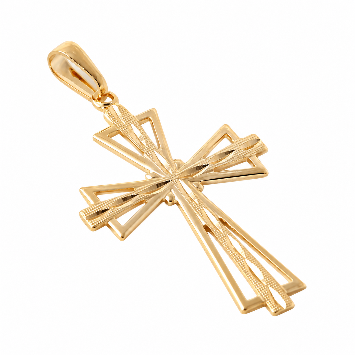 Radiant Cross Pendant - 18K Gold Filled on a uniform white background