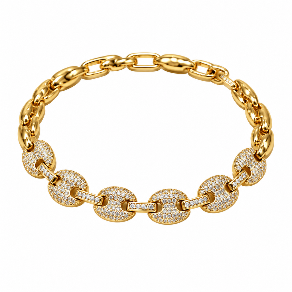 Reversible Coffee Bean Sparkle Bracelet — full bracelet on white background