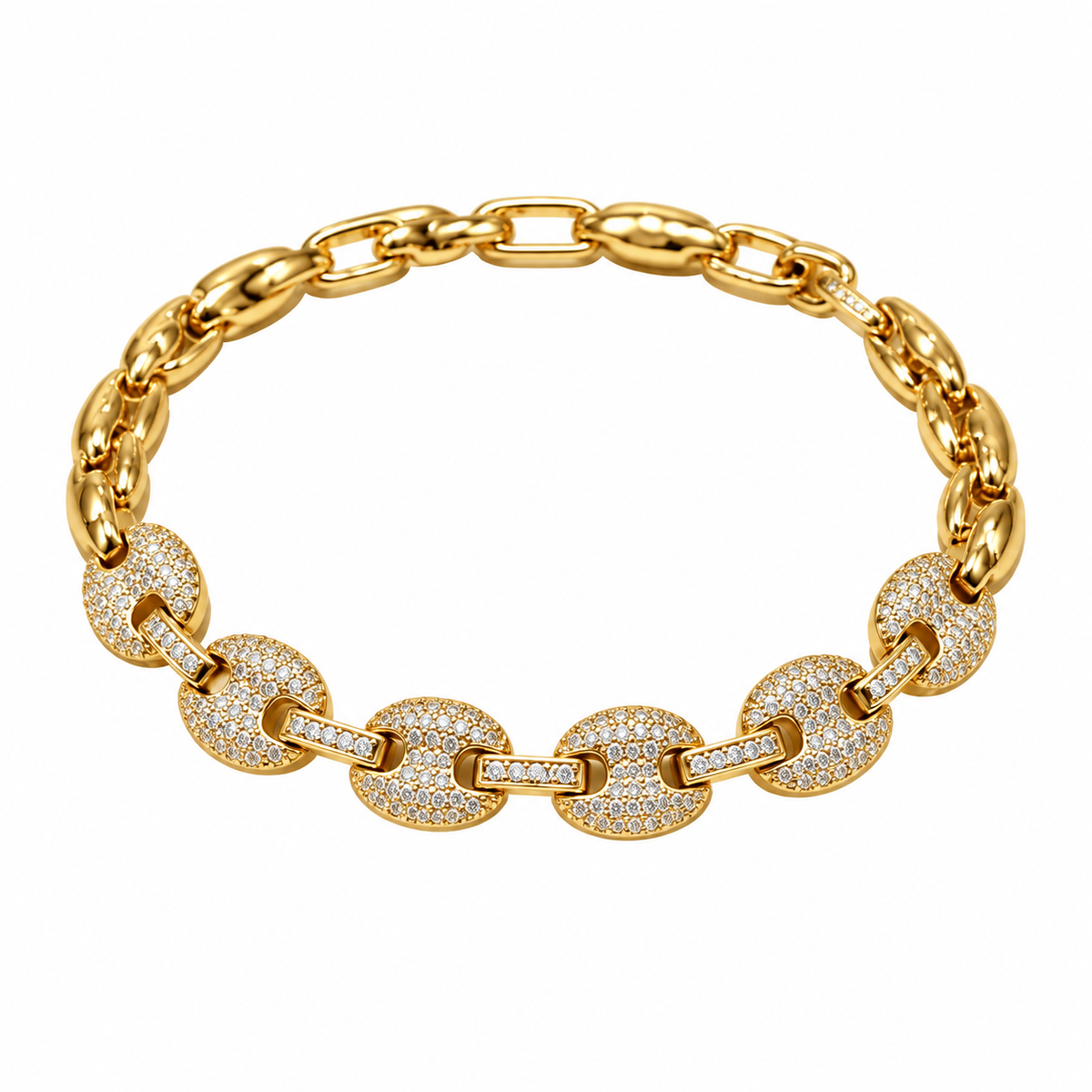 Reversible Coffee Bean Sparkle Bracelet — full bracelet on white background