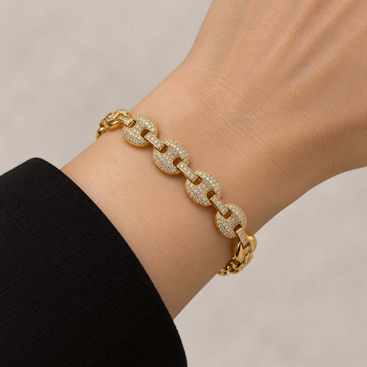 Reversible Coffee Bean Sparkle Bracelet — bracelet worn on wrist