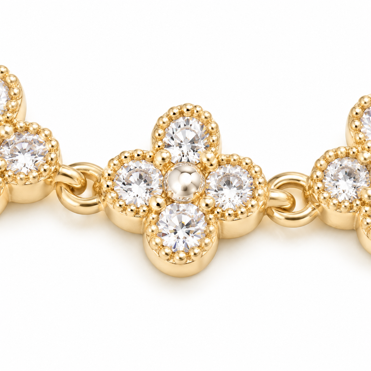 Reversible Sparkle Flower Bracelet — crystal flower close-up