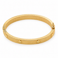 Ribbed Bangle – Gold Tone, one bracelet on white background