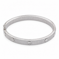 Ribbed Bangle – Silver Tone, one bracelet on white background