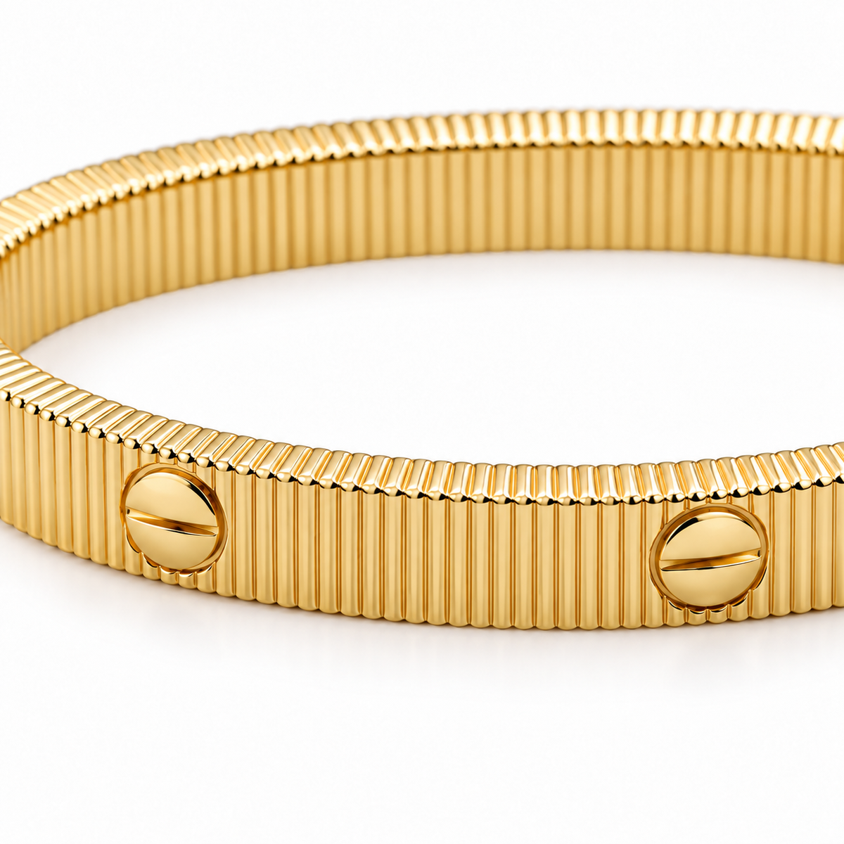 Ribbed Bangle – Gold Tone — close-up detail